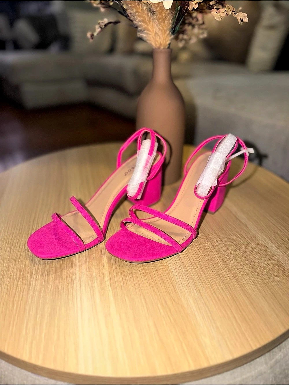 Bamboo Inflate Pink Strappy Heels US 7.5 Like New